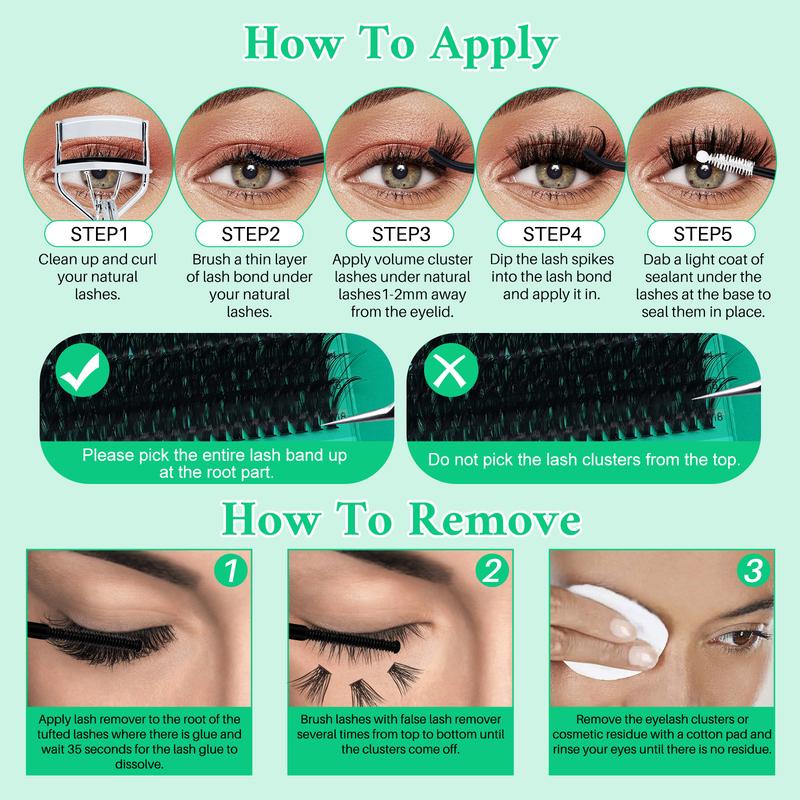 970 pcs Lash Clusters Kit D Curl 9 Styles Mix10-18mm Lashes Clusters Kit with Bond&Seal Lash Remover Brush Lash Applicator Headband Wristband set and Lash Shampoo & Brush, Perfect for Beginners & Proficient, Eyelash Extension Kit #TOP PICKS