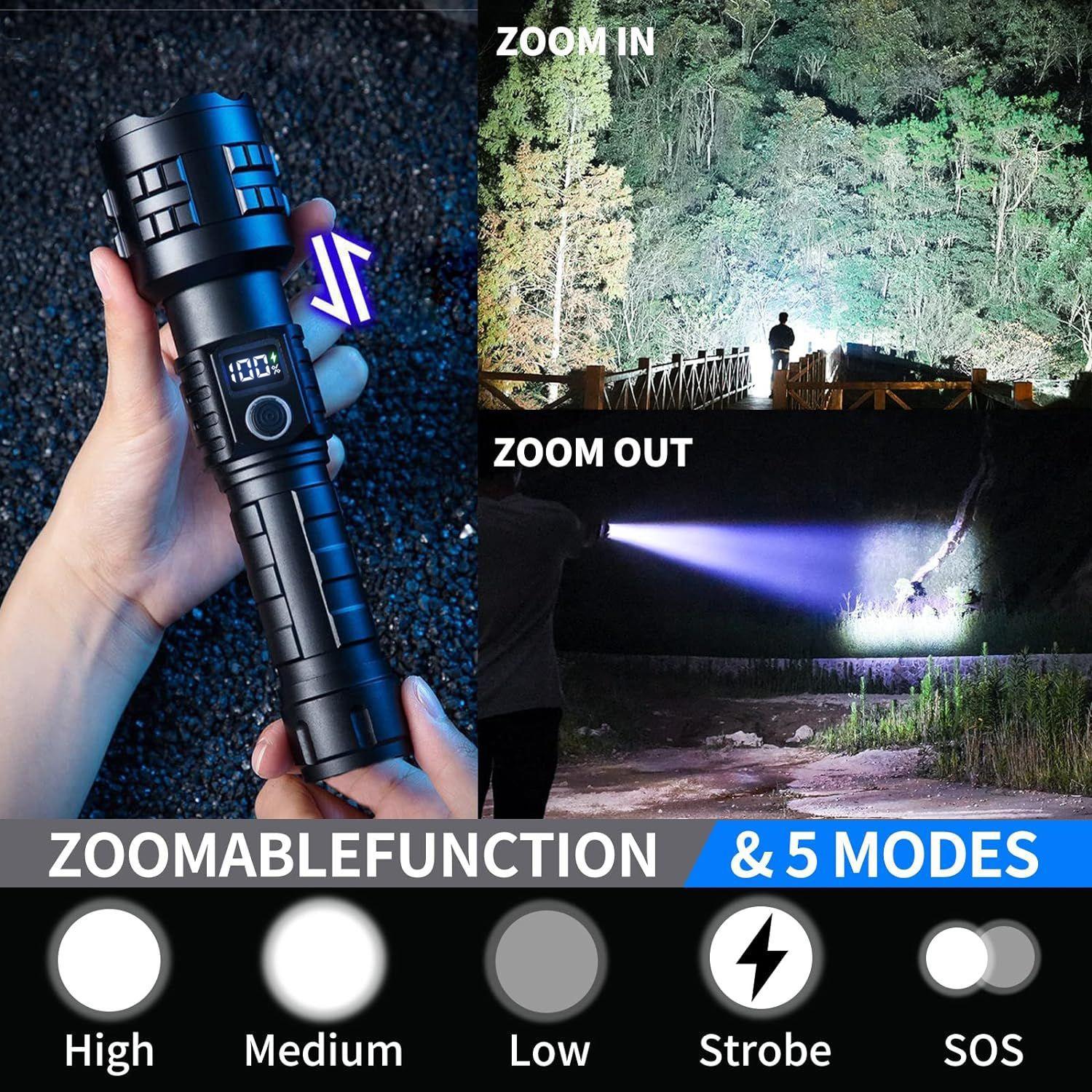 Multifunctional High Brightness Flashlight, Rechargeable Battery, 5 Lighting Modes, Outdoor Cycling, Camping, Hiking, Home Illumination
