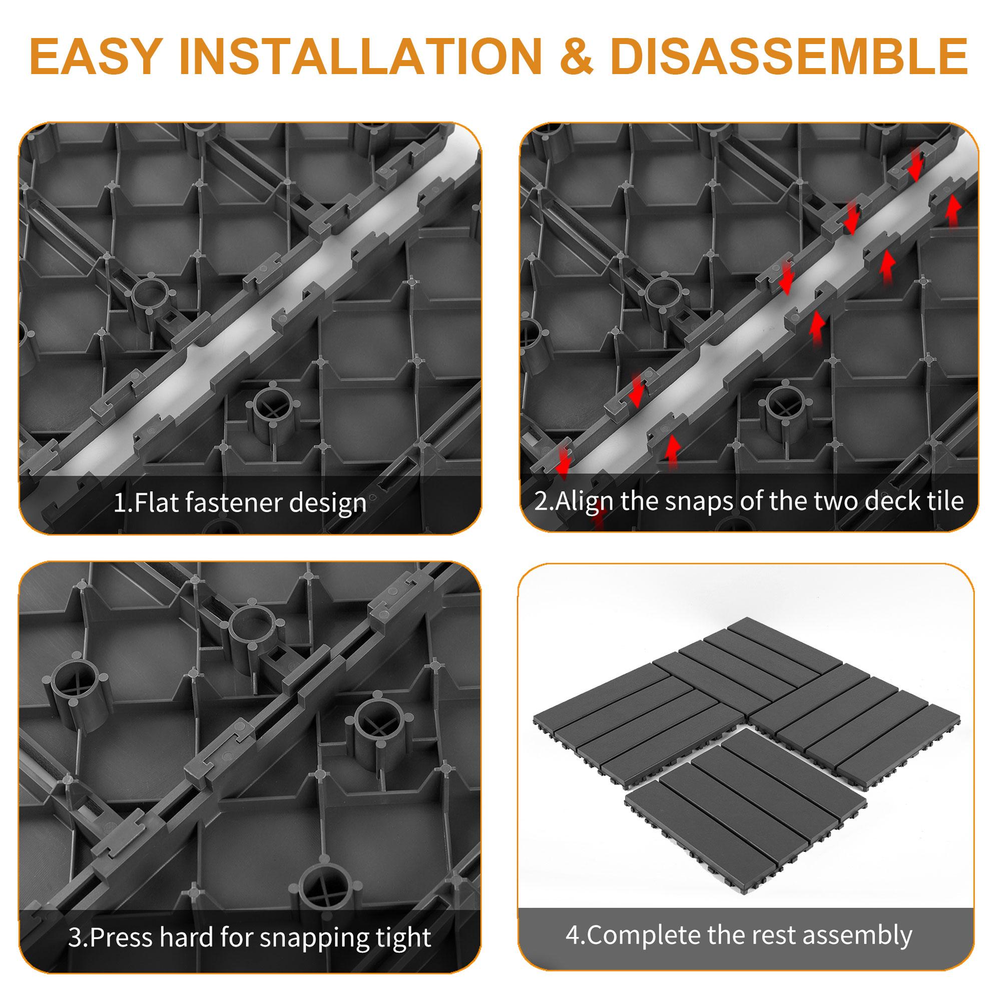 33Pcs +11Pcs Interlocking Deck Tiles Easy Quick Installation for Porch Poolside Outdoor Indoor Balcony Backyard Easy to Clean Supplier Warranty 44Pcs per Box