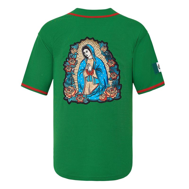 Men's Mexico Guadalupe Embroidered Baseball Jersey,Button Short Sleeve Sports Jersey,Loose Breathable Soft Comfort V-Neck Top,Gift for Game Day