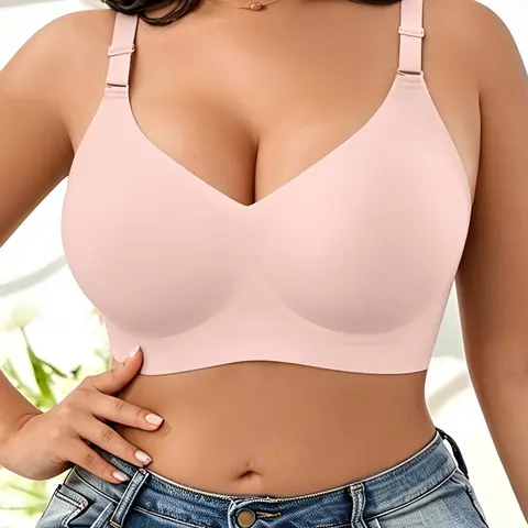 Plus-Size Wireless Jelly Everyday Bra for Women, 3/4 Coverage, Soft Support, Adjustable Straps Bralette, 1XL-3XL