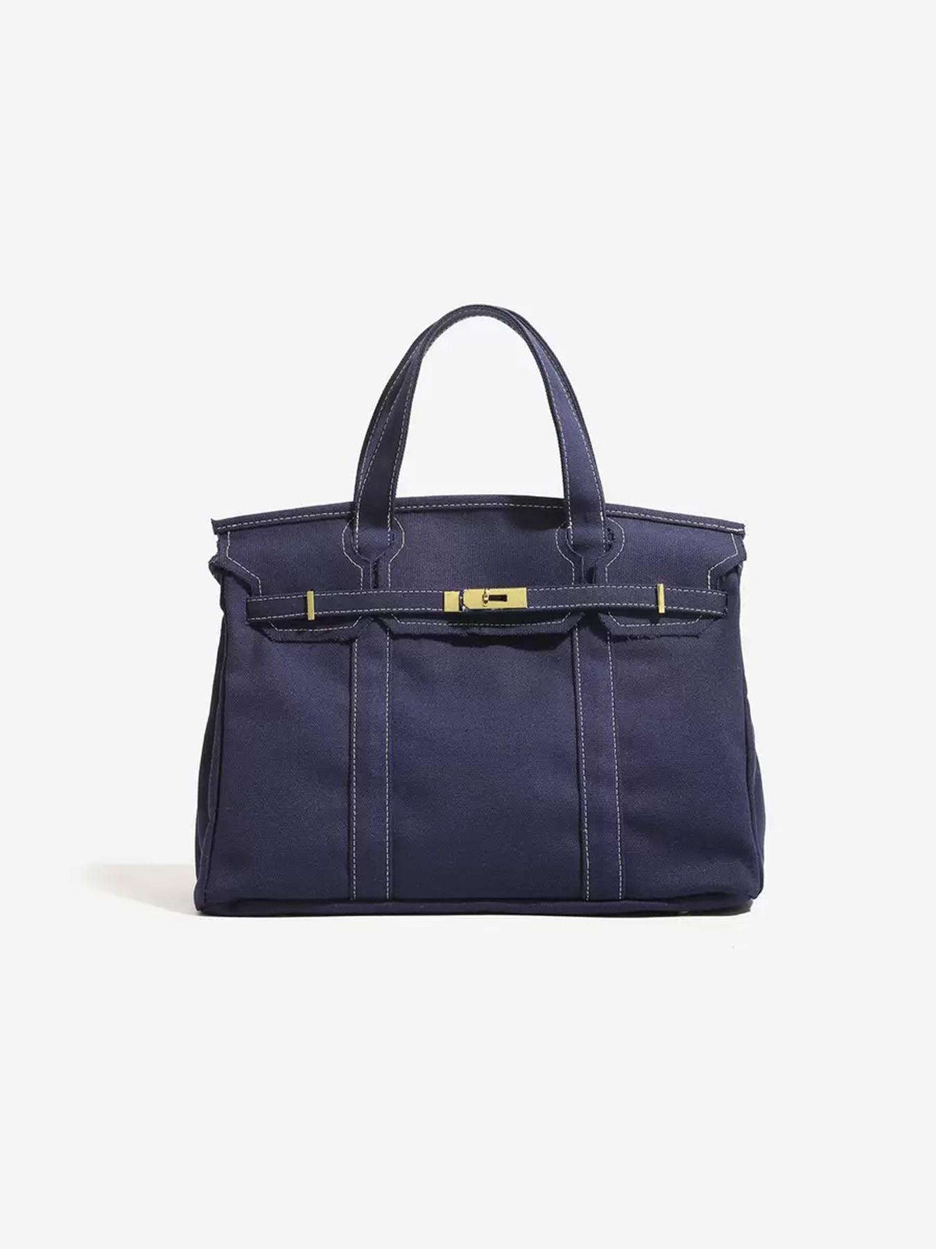Canvas Tote Bag – Large Capacity Shoulder Handbag, Durable Commuter Bag, Casual Everyday Canvas Bag, Stylish Colorblock Design