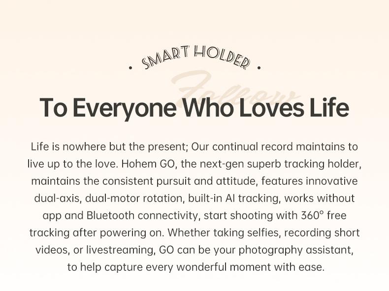 Hohem GO Auto Face Tracking Phone Holder, Auto Face Tracking Tripod for iPad &Tablet,360° and 30° Rotation 2-Axis AI Auto Tracking Tablet & Phone Holder with Gesture Control for Live Streaming Vlog Video Recording, Suitable for Android & iPhone 17 series