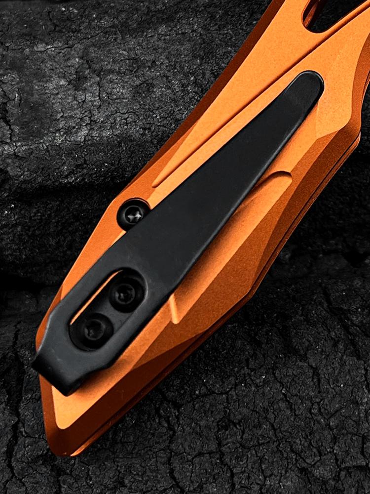 7650 Launch 13 Folding Pocket Knife 3.5" CPM-154 Stainless Steel Wharncliffe Blade, Orange Anodized Aluminum Handles Outdoor Hiking self defense tactical knife Camping Fishing Tools Knife EDC Knife