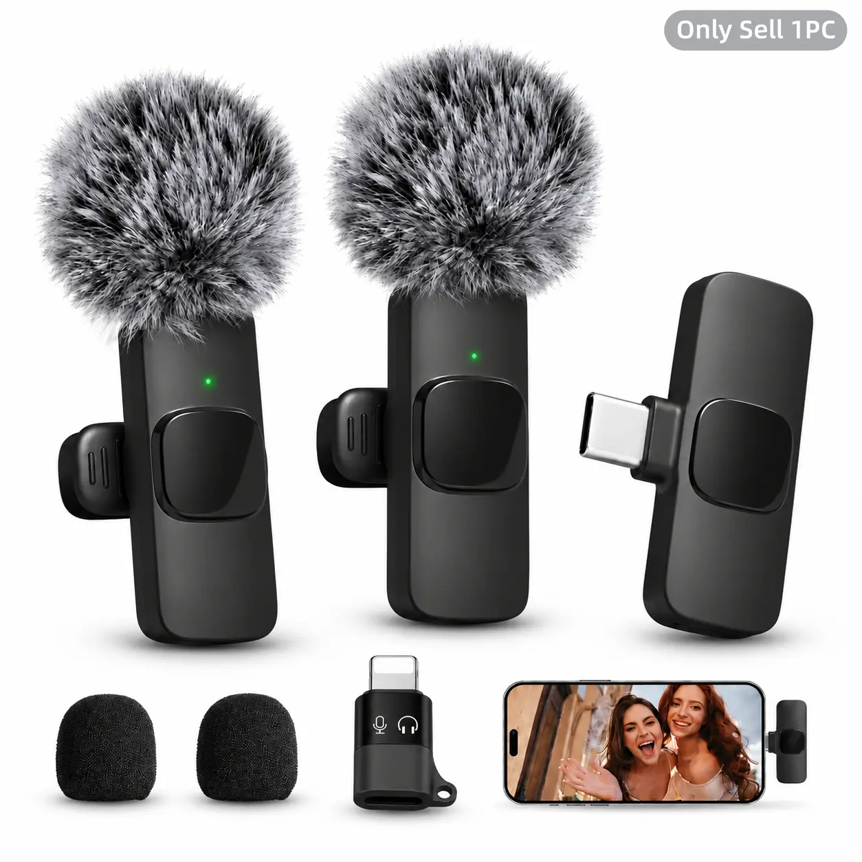 Wireless Lavalier Microphone for iPhone iPad, Plug-and-Play Omnidirectional Lapel Mic with Receiver for Vlog, Interviews, Podcasts, Video Recording and Live Streams Typec Lapel Mics