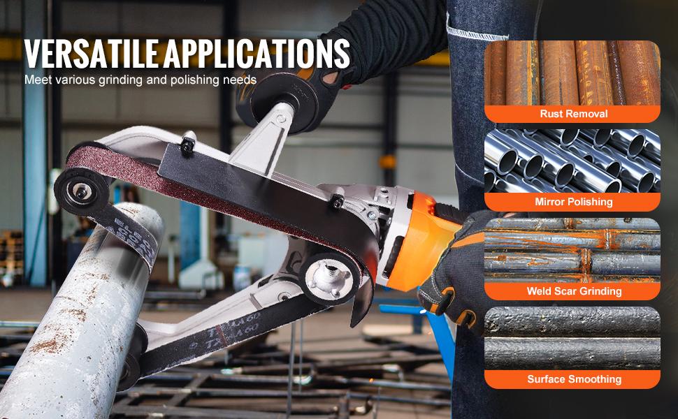 VEVOR Pipe Tube Polisher Sander, 1000W Pipe Belt Sander with 6 Variable Speeds 1100-3200rpm, Professional Belt Sander Grinding Machine with 3PCS Sanding Belts for Burnishing Finishing Rust Removal