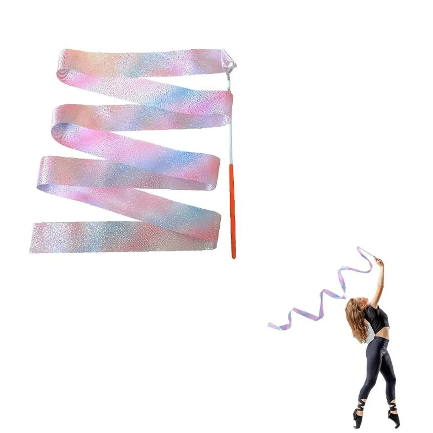 2 Meter Starry Artistic Gymnastics Ribbon, Dance Performance Ribbon, Dragon Tail Ribbon, Kids and Adults, Dance Class Toy