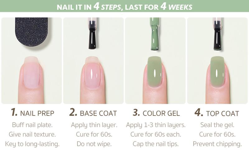 GAOY Emerald Green Jelly Gel Nail Polish Set, 6 Transparent Colors Sheer White, Soak Off UV Light Cure Gel Polish for Salon and Nail Art DIY at Home