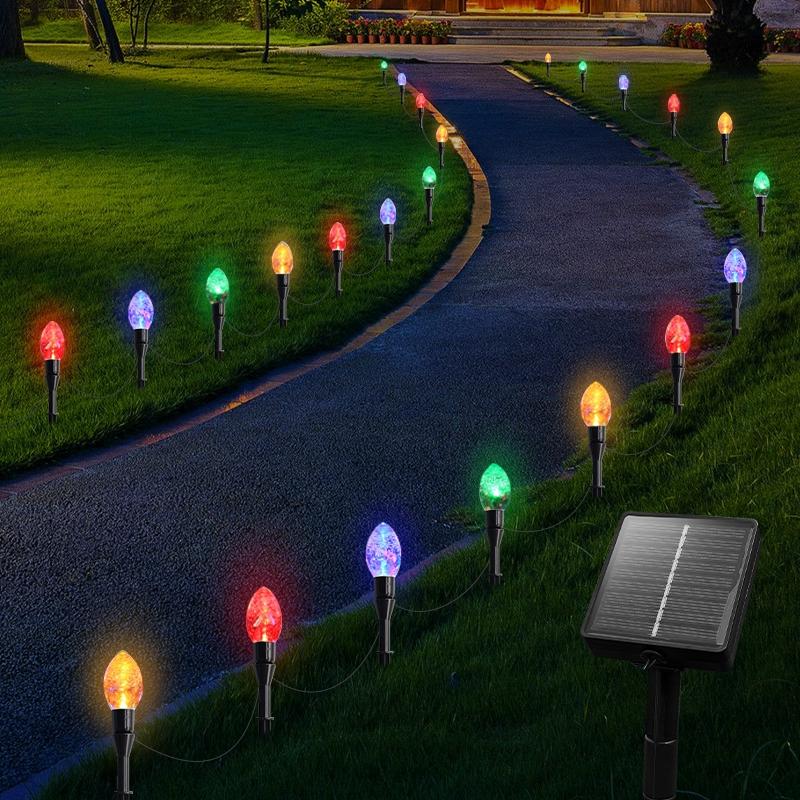 Solar Outdoor Decorative Lawn Lights, 1 Set of 10 LED Multi-Color Ip54, Holiday Decoration, Halloween, Christmas, Valentine's Day, Garden Party, Outdoor Landscape Lighting