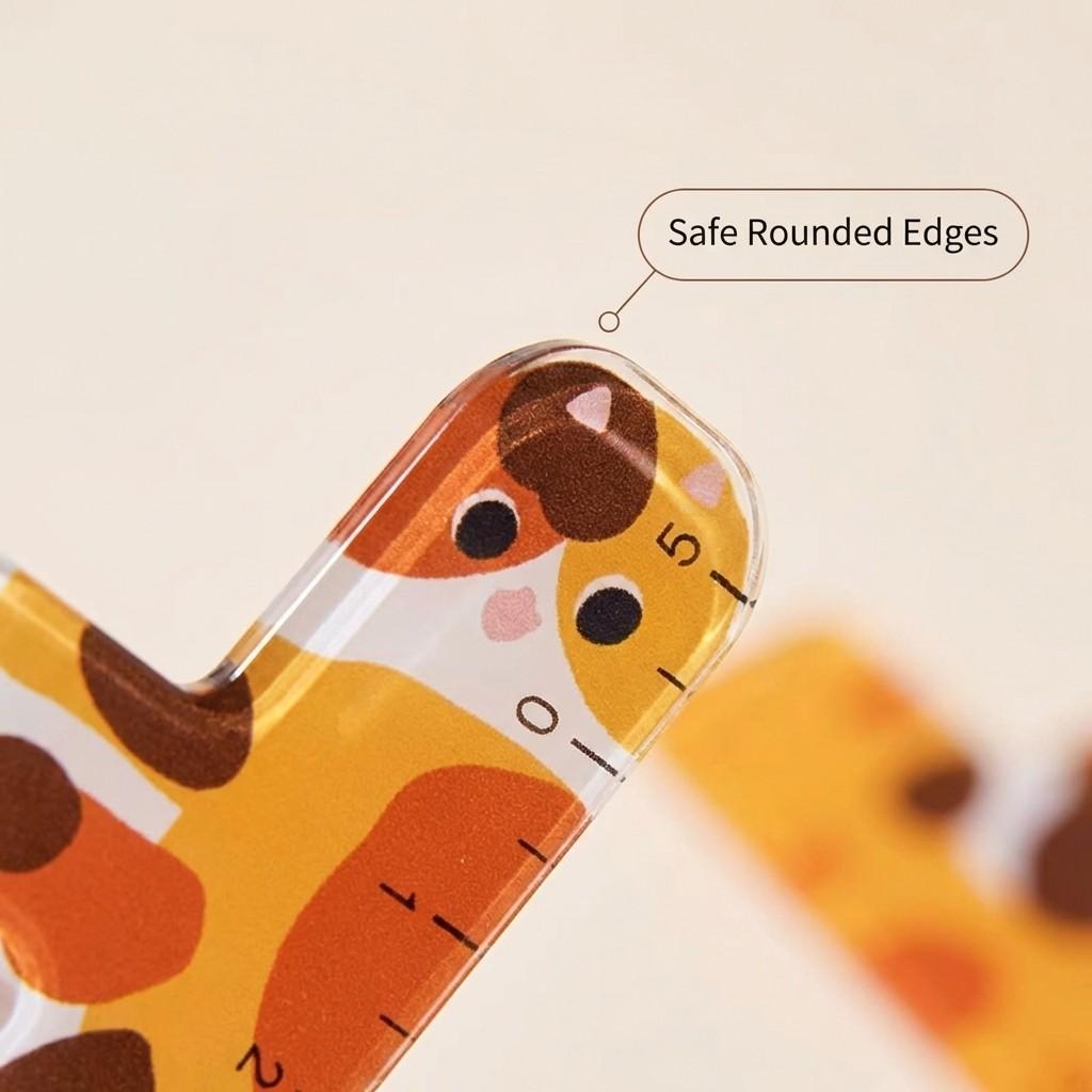 5 Piece Set Portable DIY Mini Acrylic Cartoon Ruler for Elementary School Grades 3-4, Fits Pocket or Pencil Case, Convenient and Fun Learning Tool