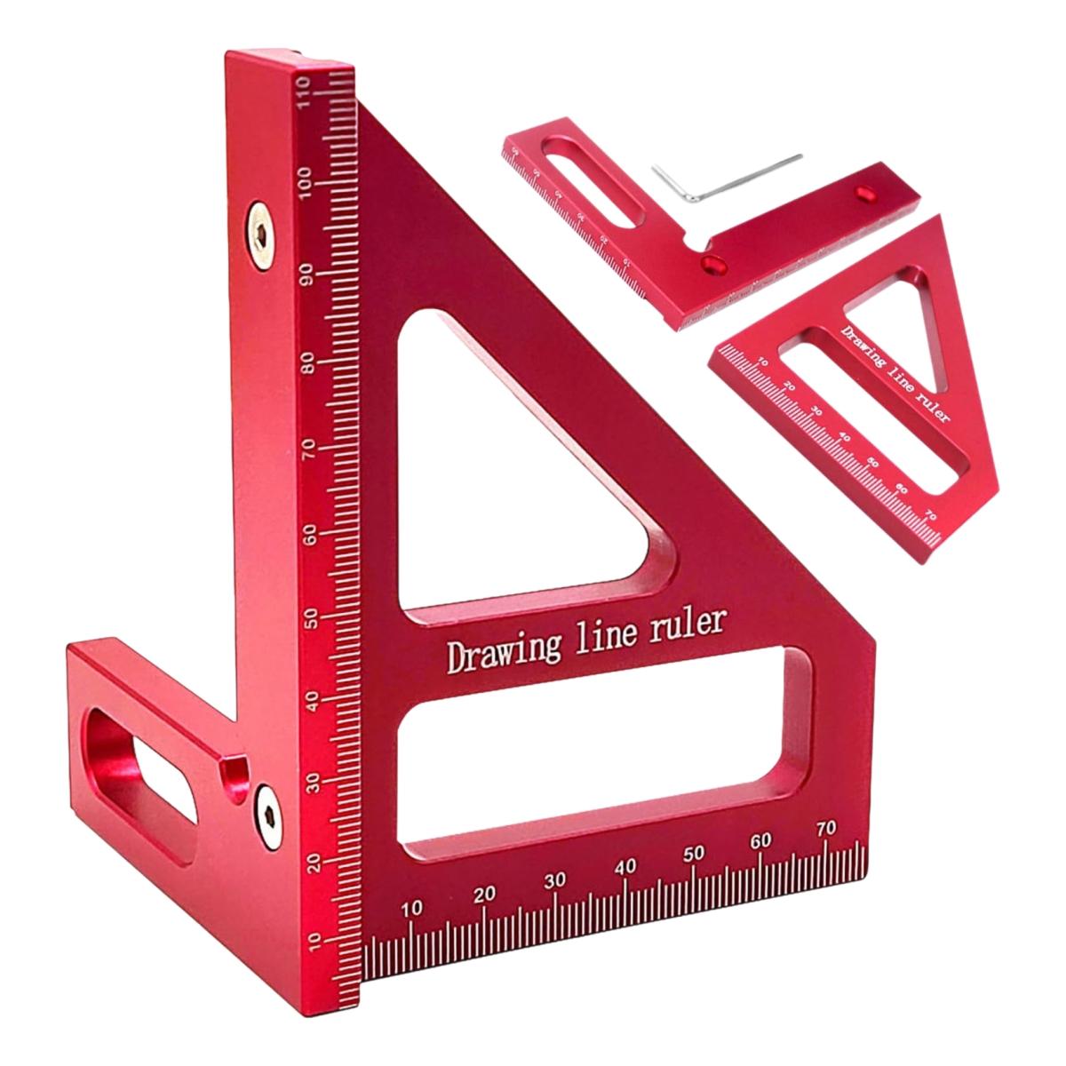 Three-Dimensional Multi-Angle Measuring Ruler, 45/90 Degree Aluminum Alloy Woodworking Square Protractor, High Precision Layout Tool, Caliper Type, Drawing Line Ruler