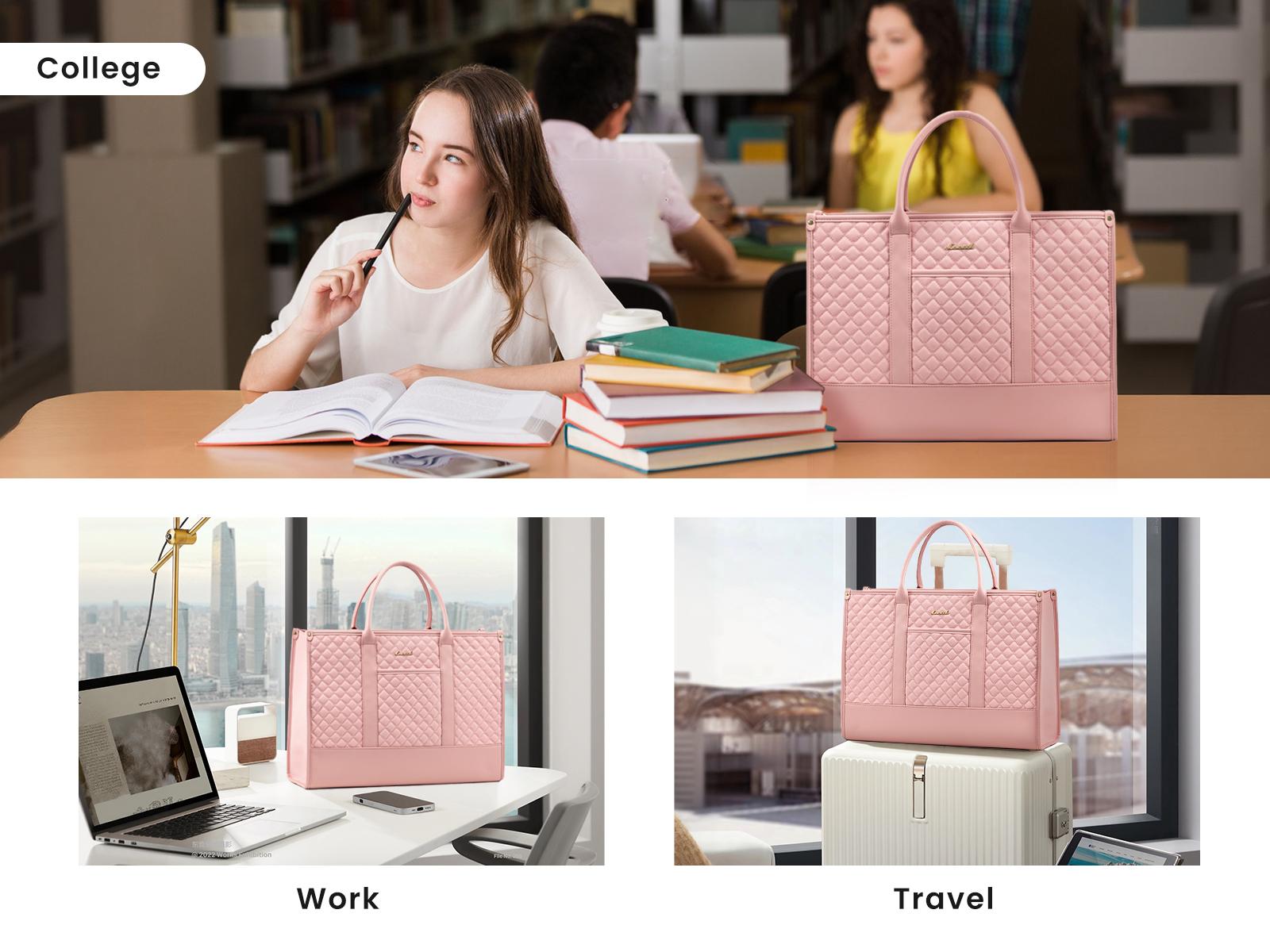 LOVEVOOK Laptop Tote Bags for Women,15.6-17.3 inch Laptop Work Bags with Clutch Purse,Shoulder Bag with Adjustable Straps & 2 Cup Holders, Womens Briefcase for Travel, Teacher, Doctor, Nurse and Chic Woman,SpringStatements