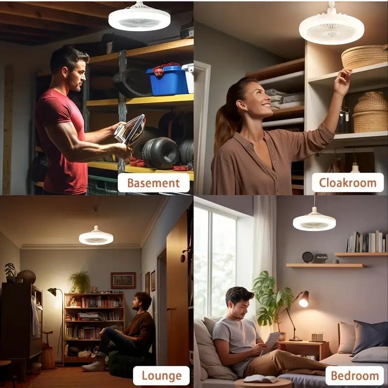 3 in 1 Ceiling Fan Light, E27 Socket Fan Light with Remote Control, Dual Function Cooling and Lighting Fan Light for Bedroom Living Home