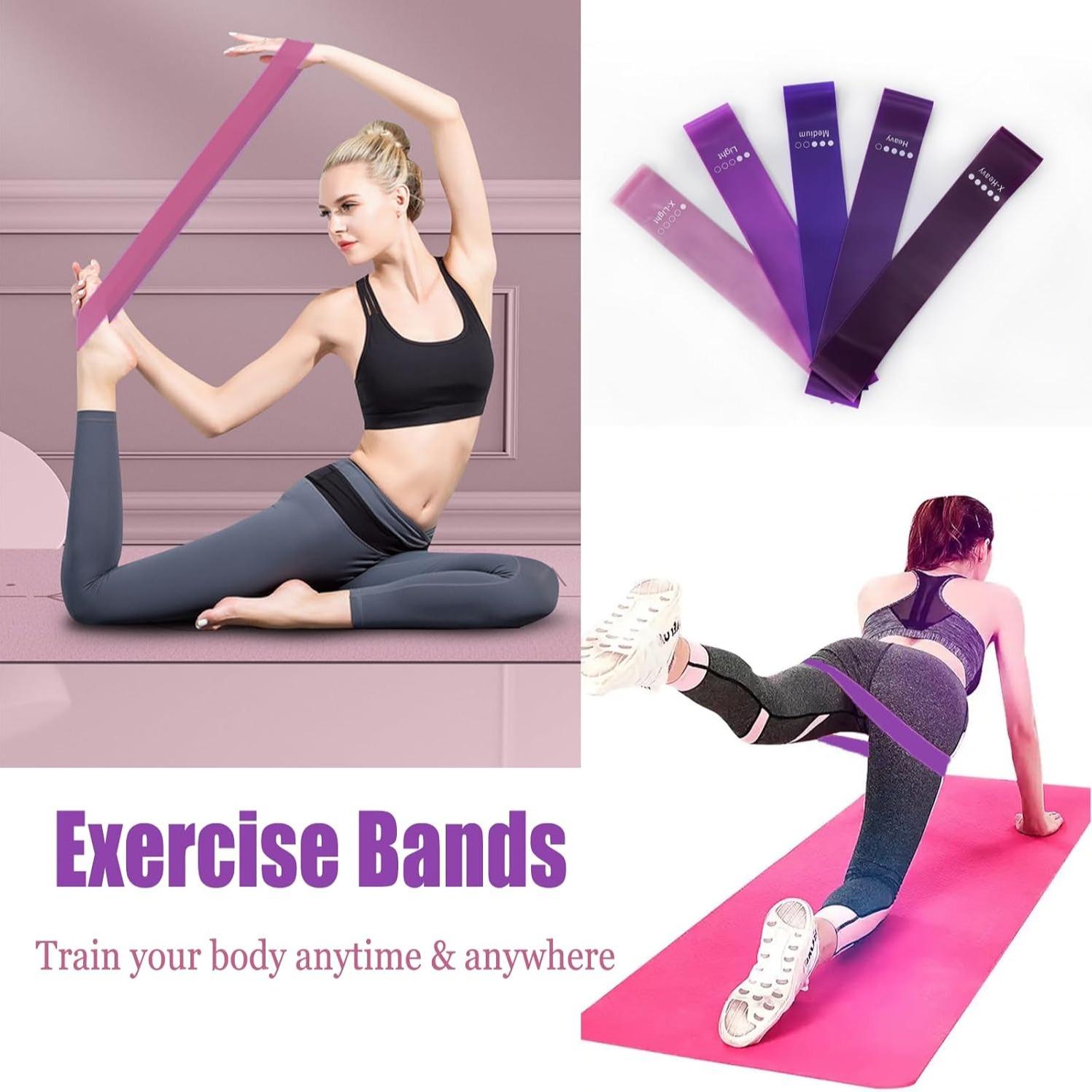 5-Piece Resistance Band Set, Yoga Pilates Home Fitness Resistance Bands, Fitness Stretching Bands for Leg & Arm Strength Training, Home Gym Exercise Equipment, Fun Fitness Gift, Fitness Equipment, Fitness Resistance Bands, Home Pilates