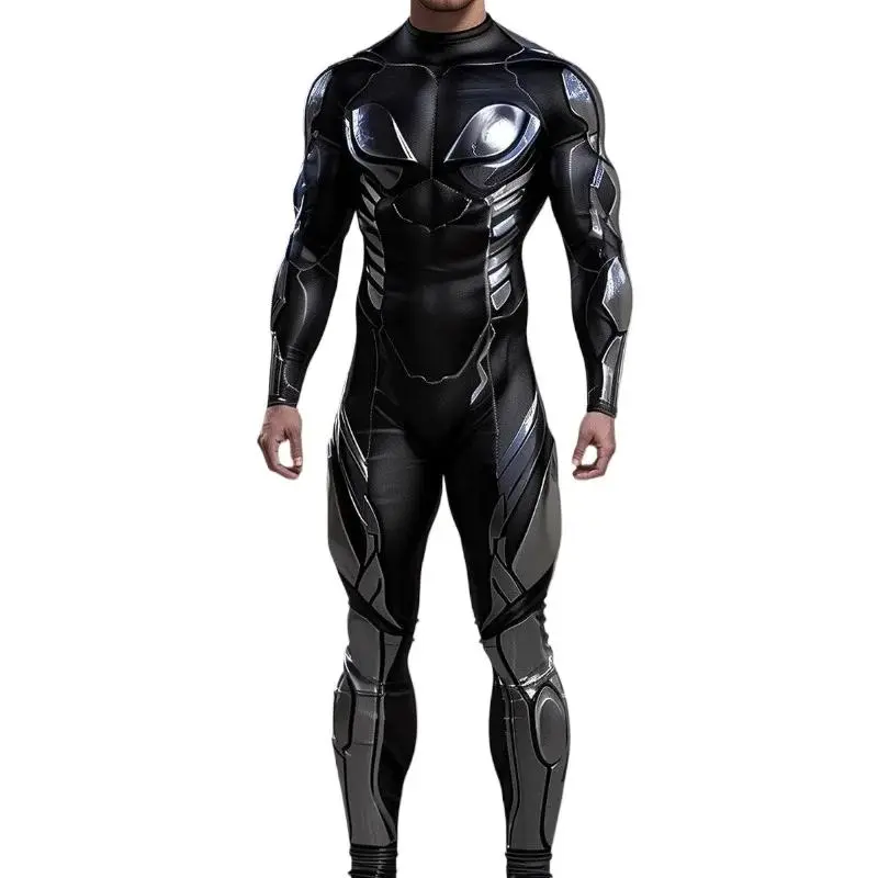 Halloween Cyberpunk Future Mechanical Armor Jumpsuit Warrior Cosplay Bodysuit Steampunk Costume Party Performance Men Zentai