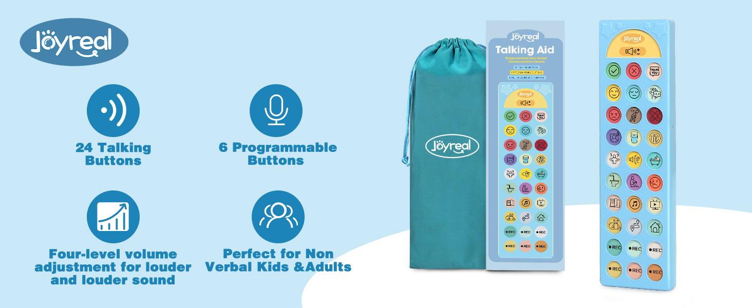 Joyreal AAC Communication Device for Autism with Programmable Buttons & Adjustable Volume - Sensory Speech Therapy & Stroke Rehab Tool for Kids & Adults, Christmas Gift