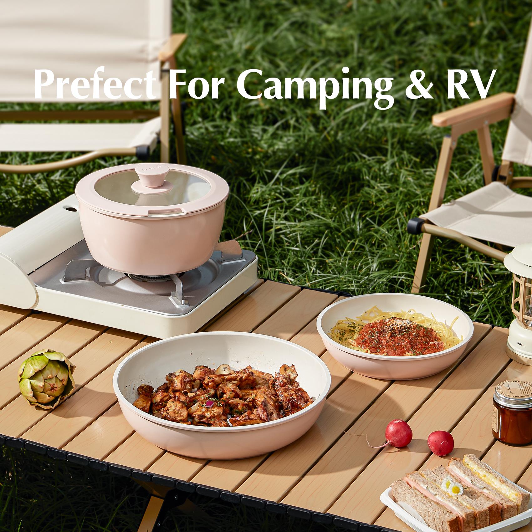 【New Year Sale】Redchef Removable Handle Pots And Pans Non Stick, Ceramic Cookware Set, RV Cookware Set, Non Toxic Pots And Pans Set No PFAS & PTFE & PFOA, Detachable Pots And Pans, Dishwasher & Oven Safe