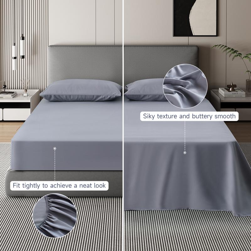 VIZIM Luxury Bed Sheets Set, 4-Piece Microfiber Bedding with Deep Pocket Fitted Sheet, Soft Hypoallergenic Pillowcases & Flat Sheet, Hotel Quality