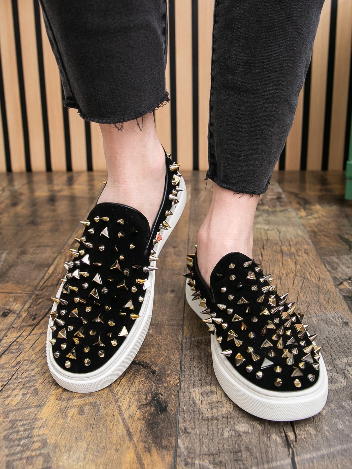 Men's Rivet Trendy Simple Board Shoes, Fashion Party Nightclub Daily Wear Business Loafers, Slip-On Walking Shoes