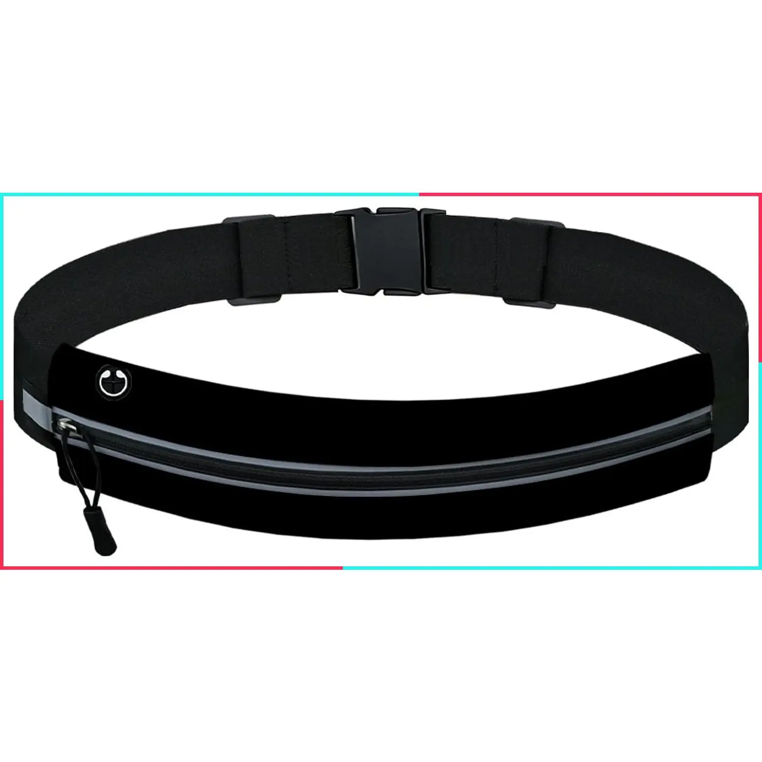 Running Belt No-Bounce Secure Fit, Water-Resistant Nylon Spandex, Expandable Pocket Fits 7" Phones, Built-in Headphone Jack, Reflective, for Running, Gym, Cycling, Travel, Fits 23-32 Inch Waists