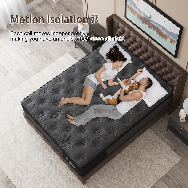 12/14 Inch Twin Full King Queen Mattress in a Box,  Hybrid Mattresses with Gel Memory Foam and Individually Pocket Innerspring Euro Top Medium Firm for Motion Isolation, Edge Support