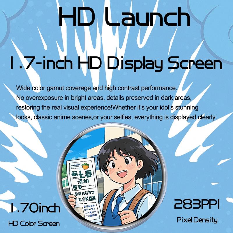 Electronic Anime Pin with HD Touchscreen, Digital Photo Pixel Display, Custom Kawaii Badge, Christmas Gift, Unique Collectible, Pin Included