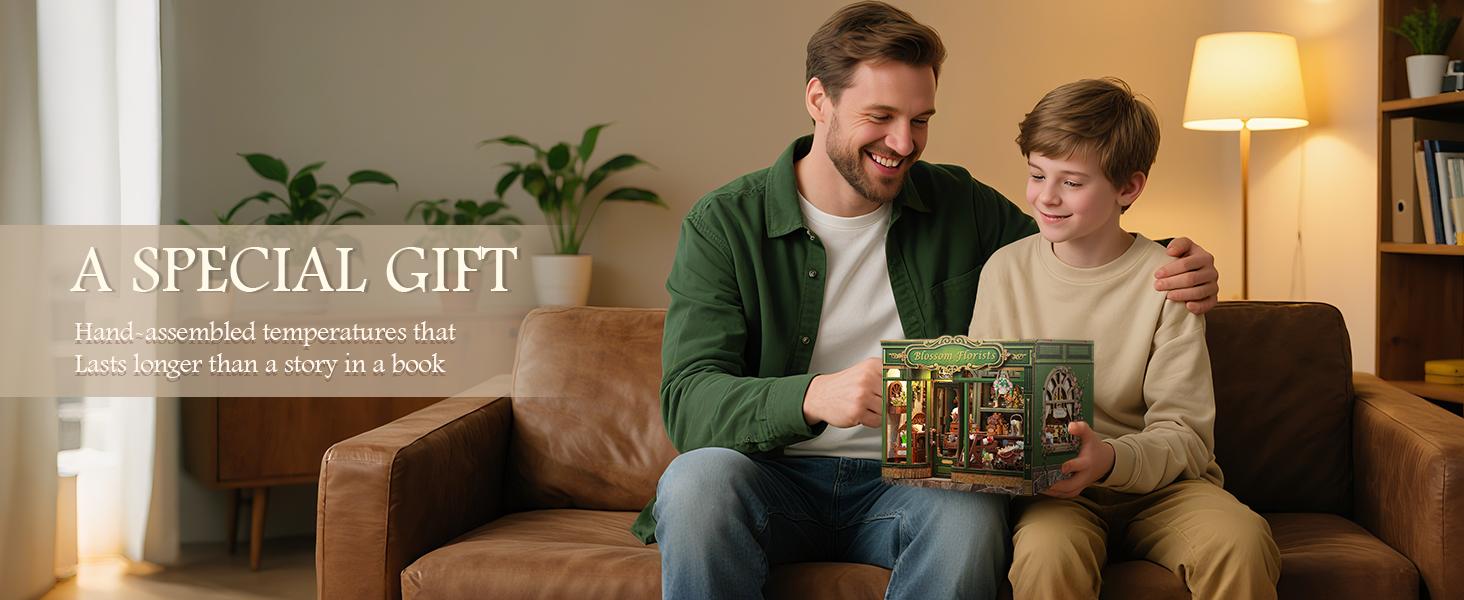 CUTEBEE DIY 3D Book Nook Kit Blossom Florists – Miniature Wooden Flower Shop Dollhouse, Handmade Tiny House Bookshelf Decor | Holiday, Christmas and Black Friday Gift