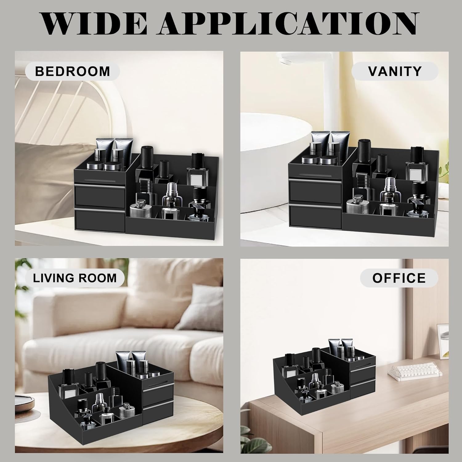 1pc Adjustable Shelf Organizer, Desk Organizer Tidy, with Adjustable Shelves, Multiple Compartments - Heavy-Duty Plastic Space-Saving Storage Suitable for Bathroom Vanity, Bedroom Shelf, Desk - Gift for Organizing Toiletries, Skincare, Perfumes