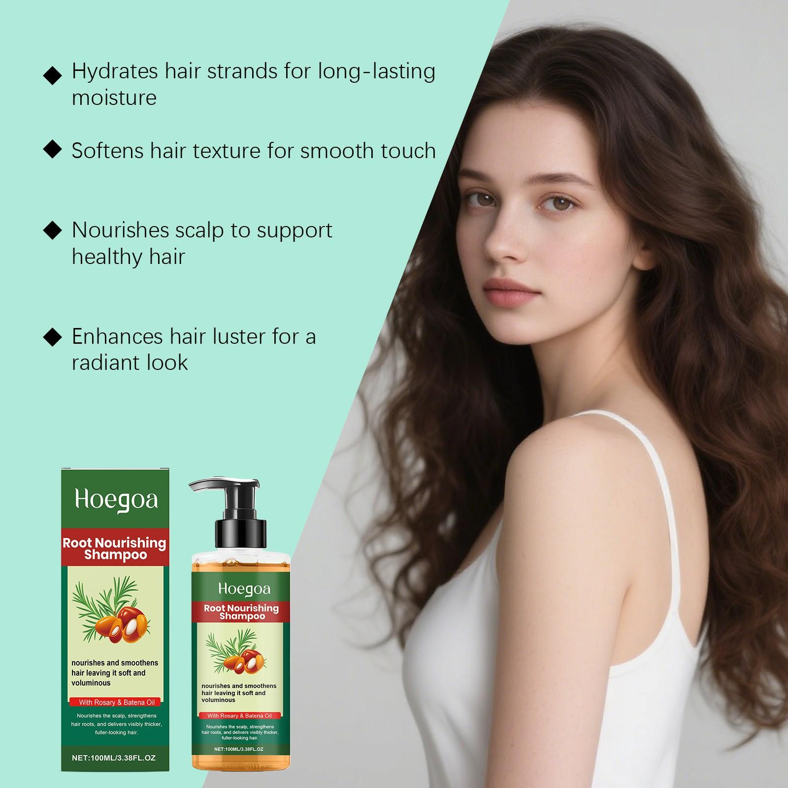 Hoegoa Plant-Based Moisturizing Shampoo, Gentle Cleansing, Nourishes Hair, Lightweight Natural Shine, Smooth Texture, Softening Shampoo