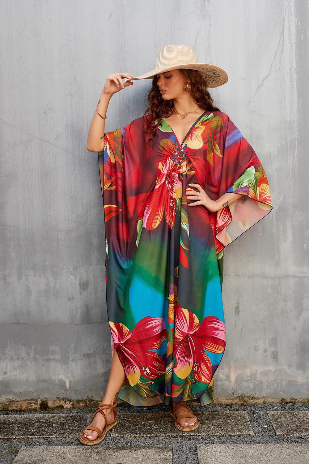 Bsubseach Women Ethnic Print Kaftan  Dress Plus Size Swimsuit Cover Up,Mrs. Roper Kaftan ，Swimsuit，bubu，mumu，Casual Womenswear Boho Caftan Baggy