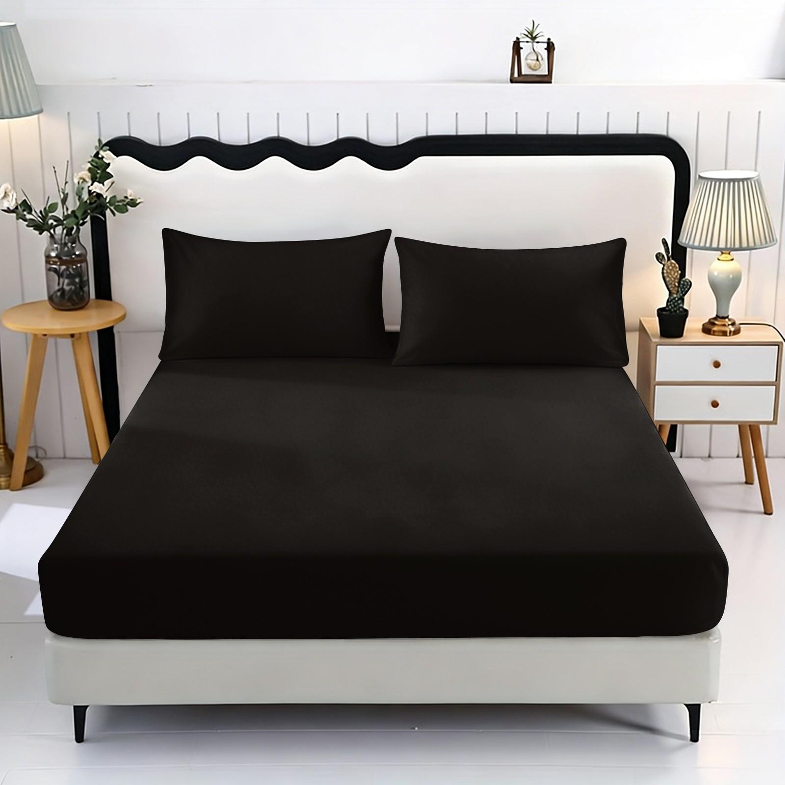 3pcs Simple Style Bedding Set, Bed Sheet Sets, Includes 1 Fitted Sheet and 2 Pillowcases, Soft Polyester Fiber, Suitable for Home Bedroom and Guest Room