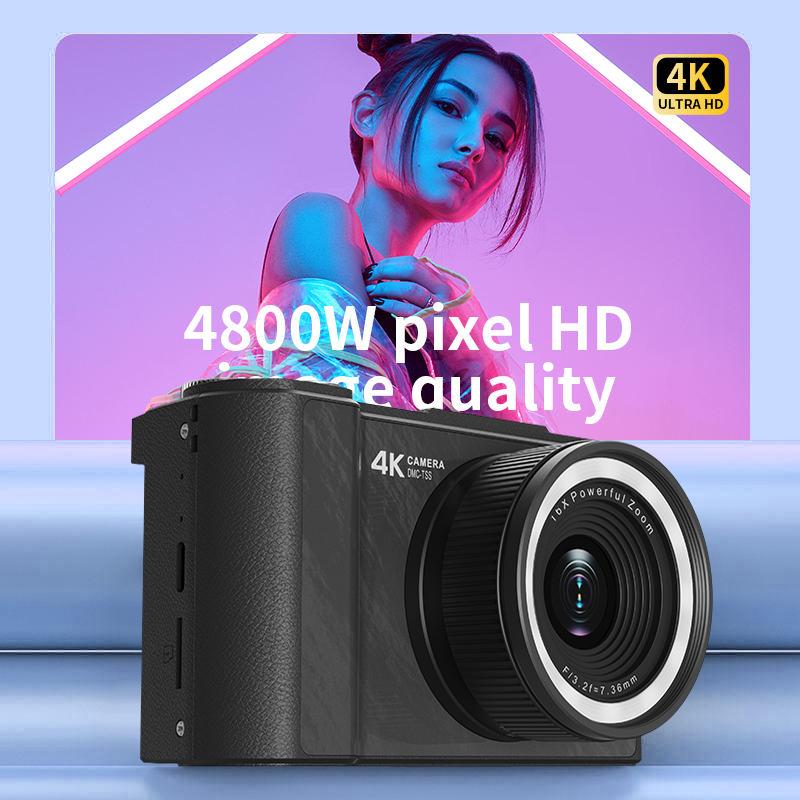 4K Photo Digital Camera - Autofocus Vlogging Camera with 64GB SD Card, WiFi, 18x Zoom, 3" 180° Flip Screen, Compact Travel Camera for Teens and Beginners Q5-Black