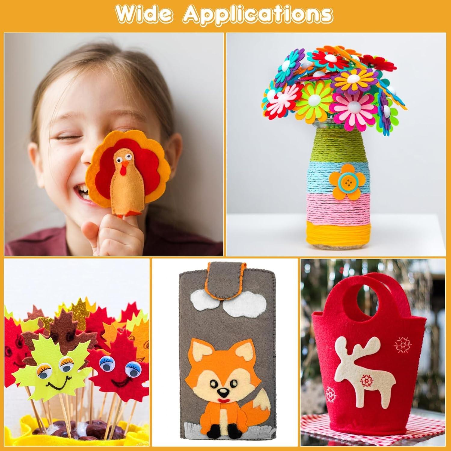 66pcs Thin Felt Fabric, Various Colors 10/15/20/30cm, Multi-Size Stiff Felt Cloth for Crafts DIY Sewing Projects Decoration Non-Woven Felt Material