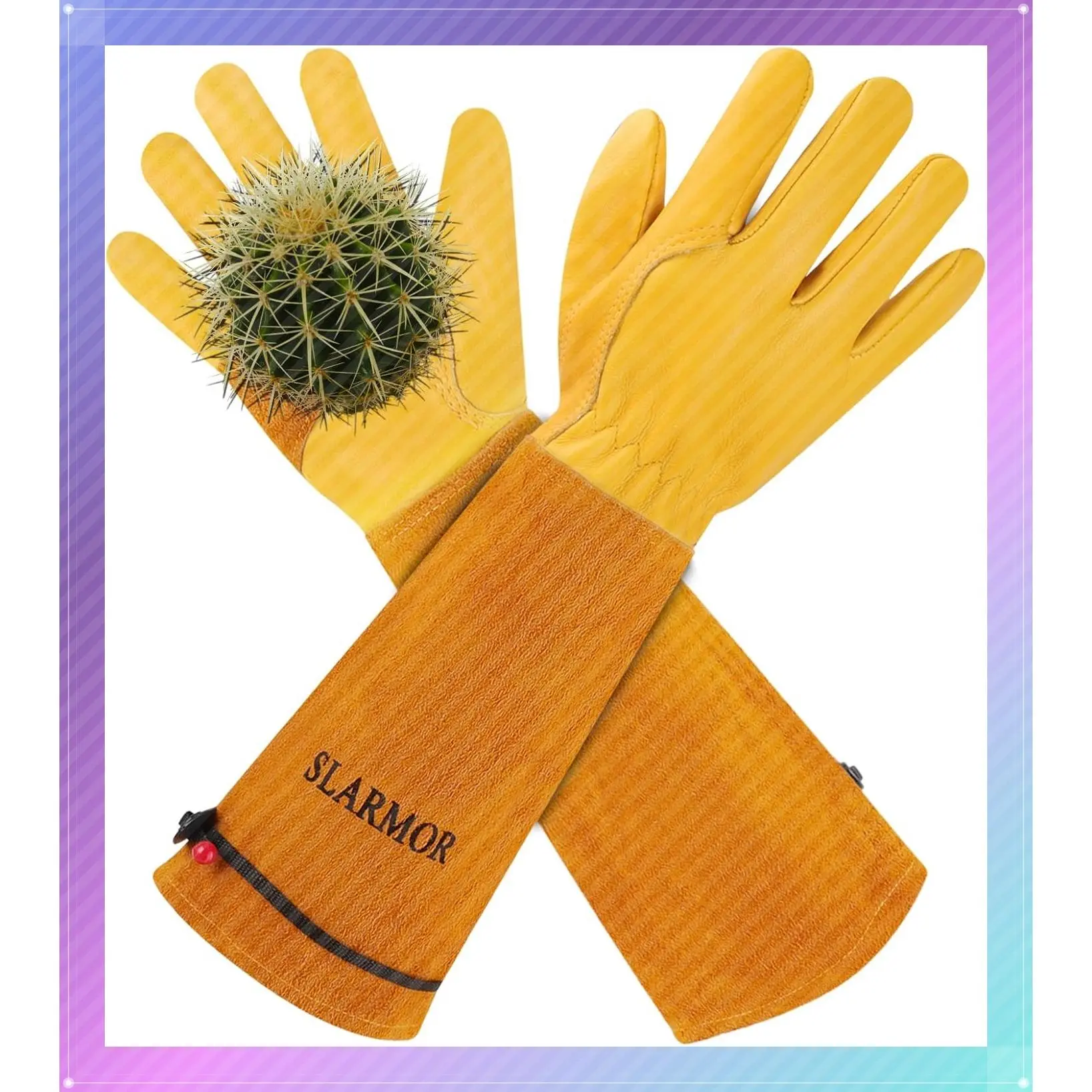 Gardening Gloves for Women Men, Long Thorn Proof Rose Pruning Glove | Womens Long Leather Garden Gloves, Heavy Duty Gauntlet, Work Glove for Weeding, Yard Planting, Best Garden Gifts for GardenerGift