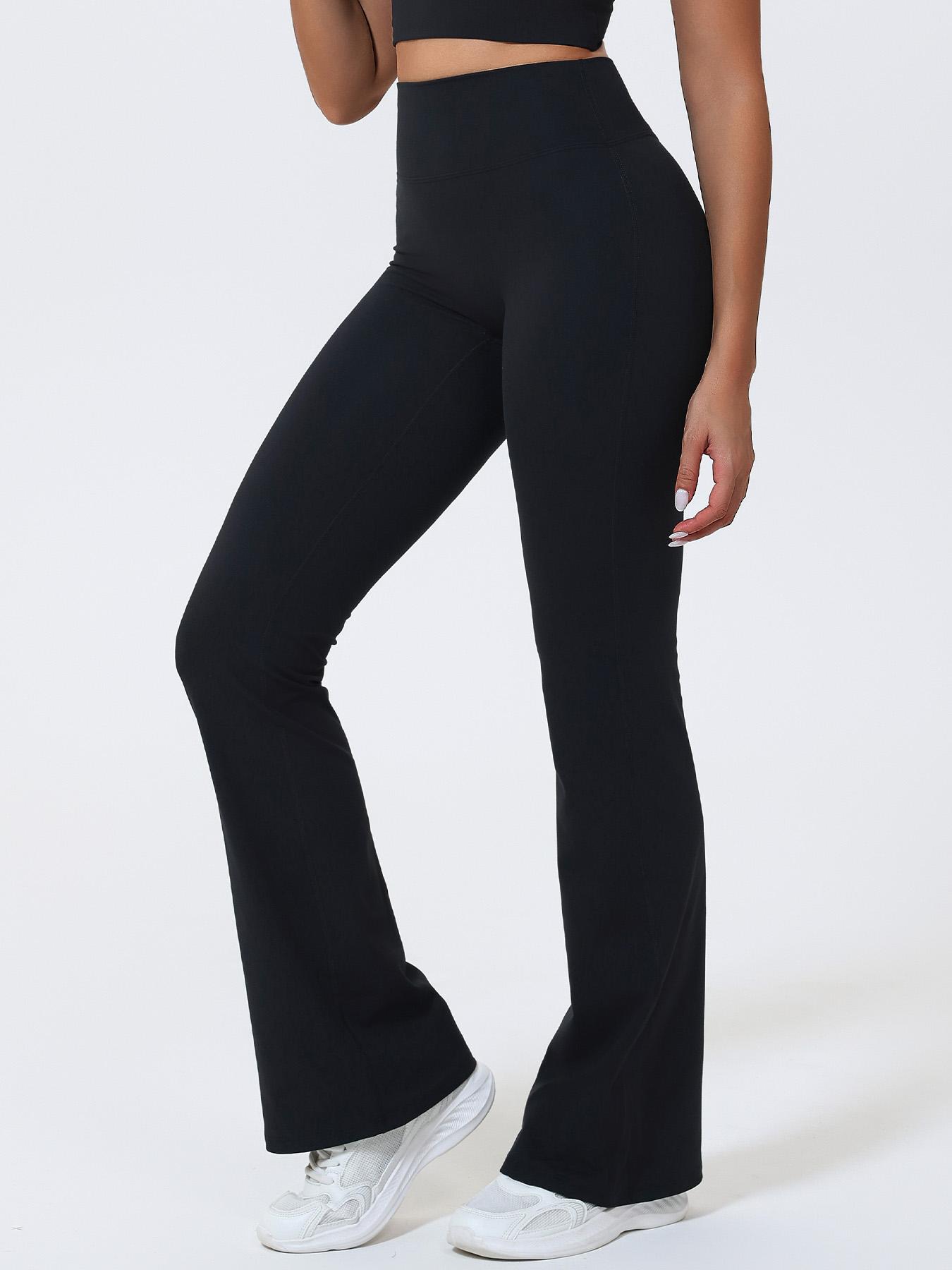 Women's High Waist Yoga Flare Pants, Seamless Butt Lifting Design, No Pockets, Comfortable Sport & Casual Wear, Polyester + Spandex Fabric, High Waisted Leggings