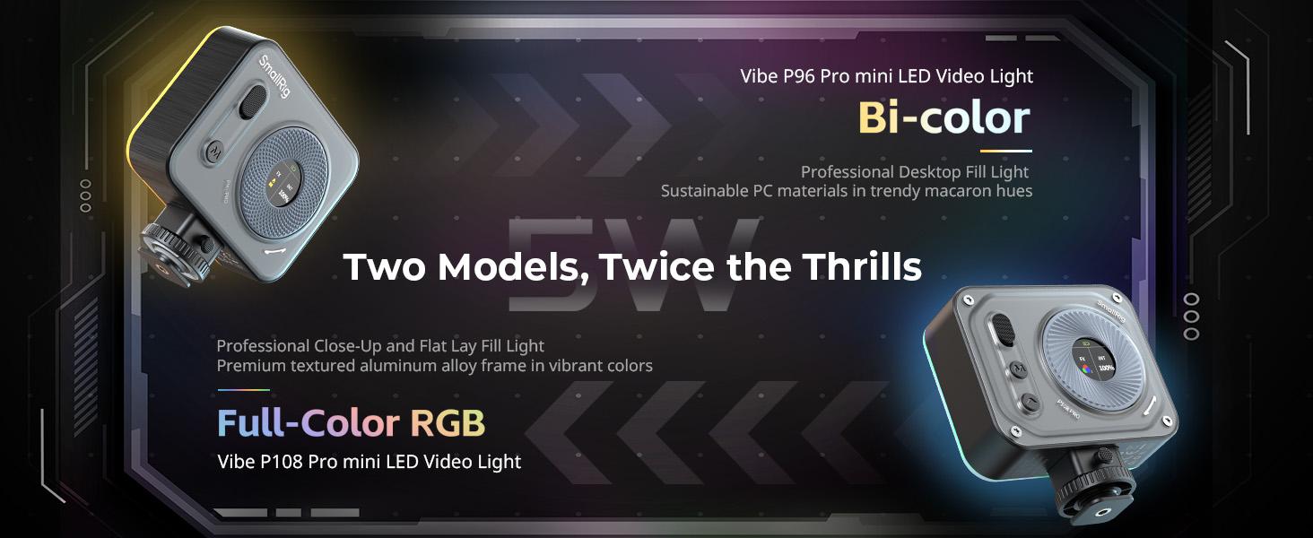 SmallRig Vibe P108 Pro RGB Video Light, Portable Led Camera Light for Photography, Cold Shoe Light, CRI95+, 2500-6500K, 12 Effects, Fill Light Accessories for Content Creator, Streaming 4661 Lighting Smartphone