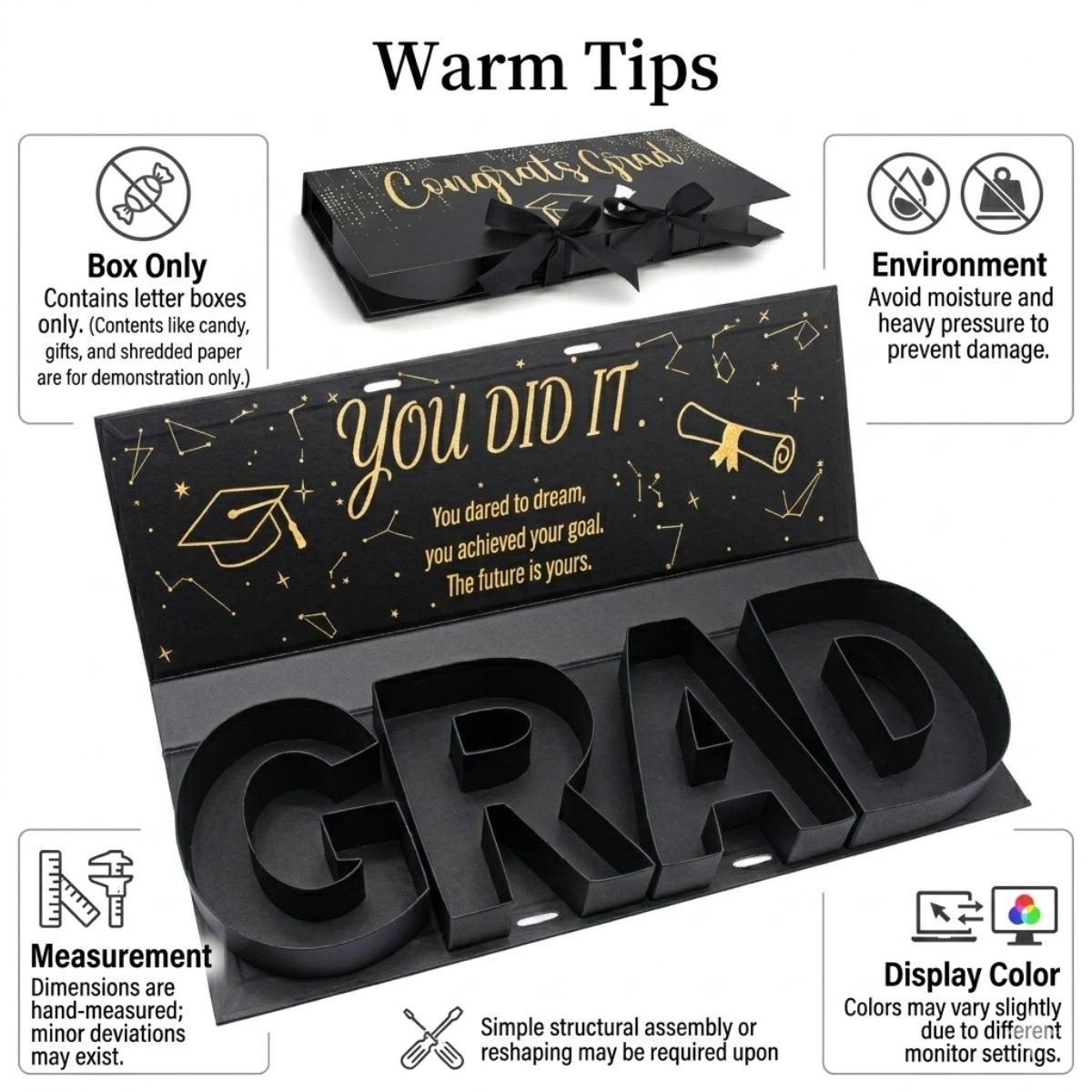 Class of 2026 GRAD Letter Gift Box, Fillable Graduation Favor Box, Creative DIY Graduation Gift Packaging Box, Graduation Party Candy Box, Snack Box, Keepsake Gift Box, Congrats Grad Gift Wrap