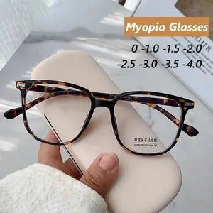 Finished Ladies Myopia Glasses Retro Anti Blue Light Blocking Near Sight Eyeglasses Optical Prescription Short-sight Eyewear