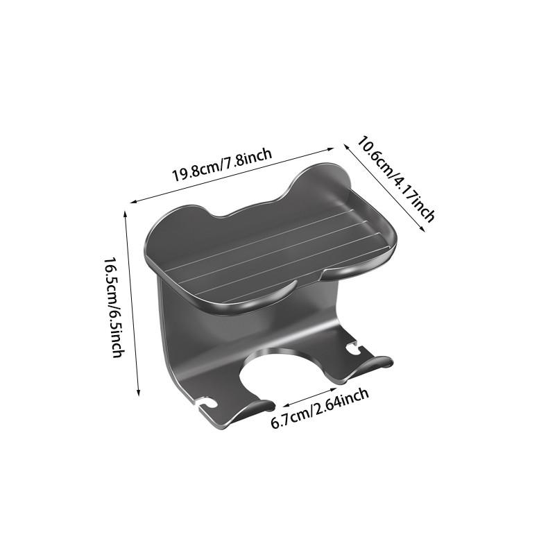 Multifunctional No-Drill Bathroom Hair Dryer Stand, Bear Head Integrated Hair Dryer Rack, Space-Saving Storage Solution for Bathrooms