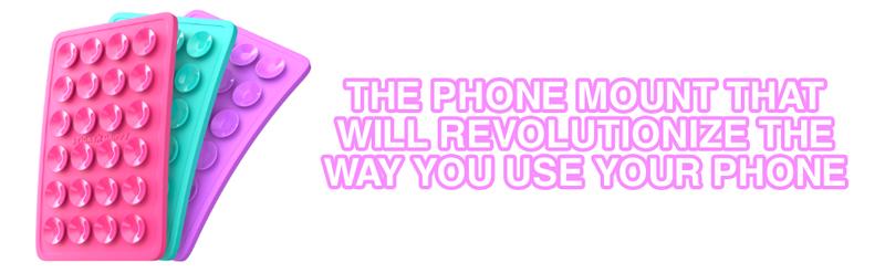 2Pack Silicone Phone Sticky Grip, Suction Phone Case Mount for iPhone and Android, Hands-Free Sticky Cell Phone Grip, Mobile Fidget Mirror Holder for Selfies and Videos