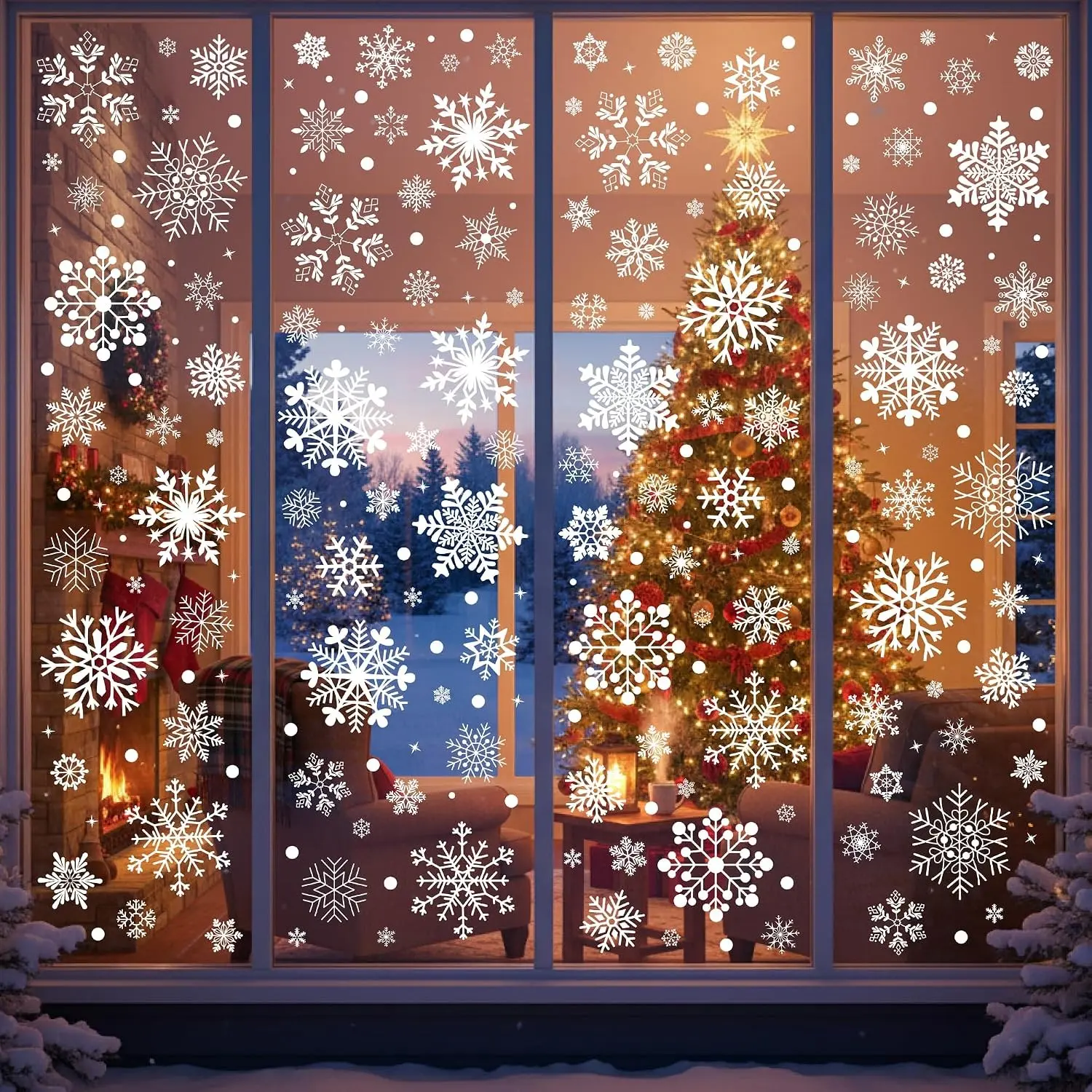Snowflake Window Clings, Christmas Winter Window Decor | 456 PCS Snowflake Window Clings For Windows, Glass Doors And Mirrors, Perfect For Christmas, Winter Displays And Decor