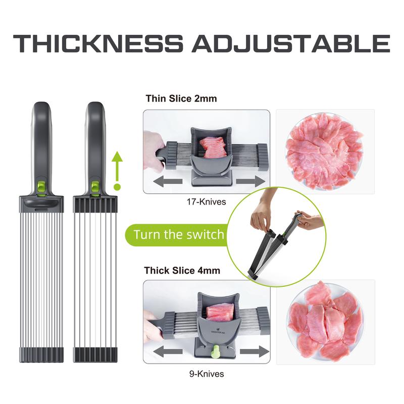 【ONCE FOR ALL】Home Use Fresh Meat Slicing & Bone-Chopping Knife Set, Manual Beef & Mutton Slicing Knife, Shredding Tool for Hot Pot & BBQ, Desktop Fruit Thin-Slicing Tool Table Top Suction Steel Stainless Kitchen Utensils Accessories Blade