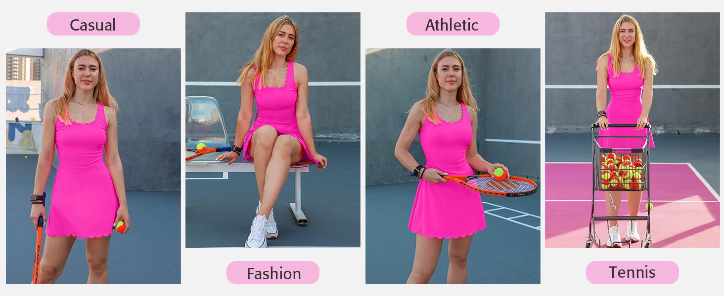 ATTRACO Women Tennis Dress with Shorts Workout Golf Skirts with Pockets Athletic Dresses