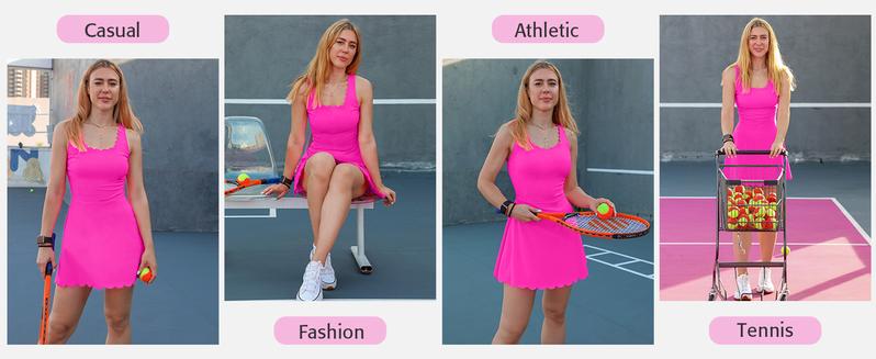 ATTRACO Women Tennis Dress with Shorts Workout Golf Skirts with Pockets Athletic Dresses