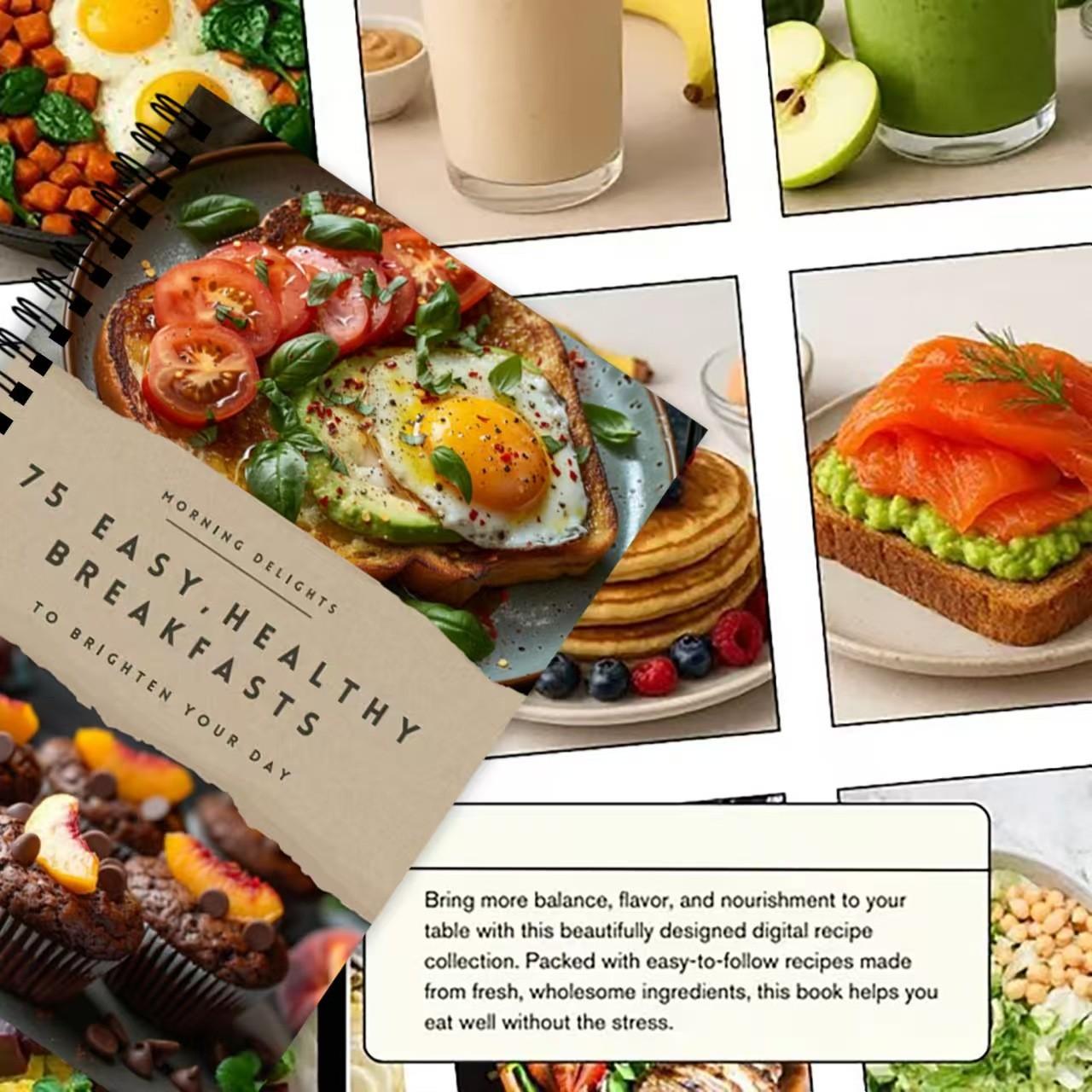 75 Easy Healthy Breakfasts Spiral Cookbook, Simple and Nutritious Morning Recipes, Quick Breakfast Ideas for a Energized Start