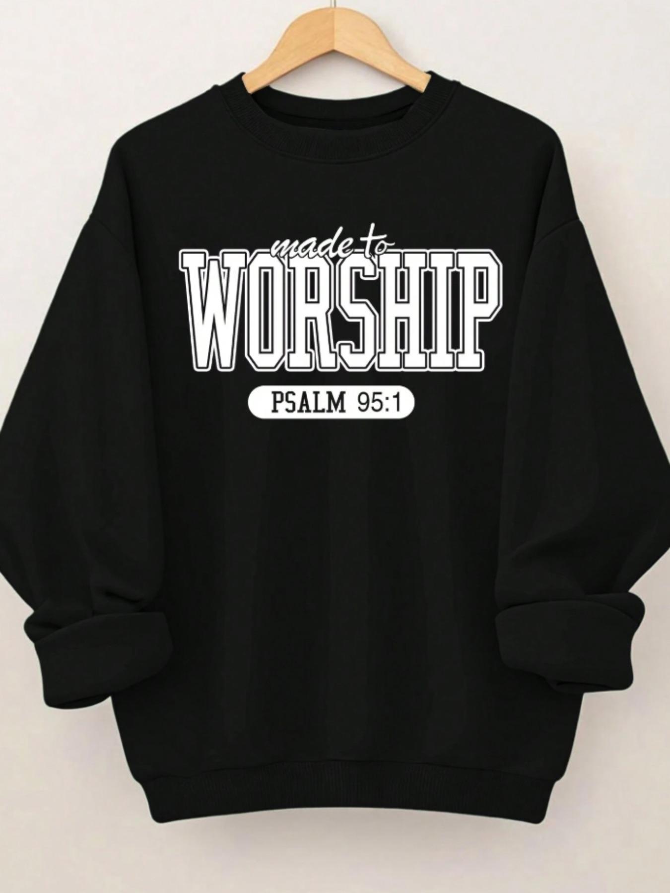 Plus Size Letter Print Women's Crew Neck Long Sleeve Sweatshirt, Casual Graphic Pullover for Fall & Winter, Moderate Fabric, Fitted Style Womenswear