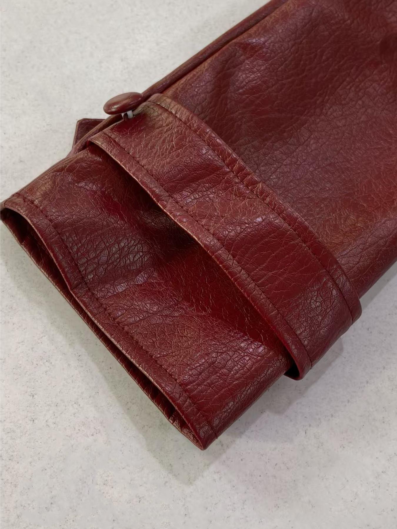 Women's Deep V PU Leather Jacket with Wide Waist Belt, Stylish Casual Outerwear for All Seasons, Perfect for Daily Wear & Trendy