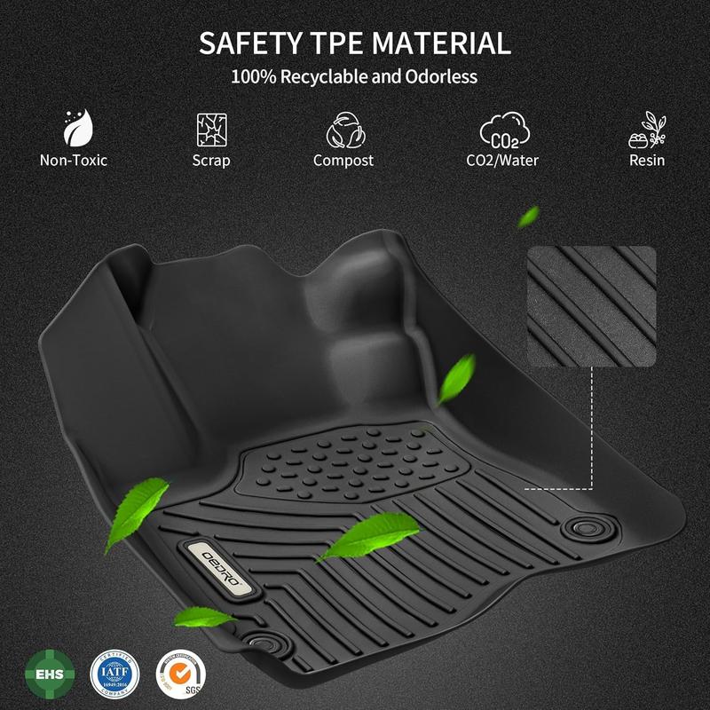 OEDRO Floor Mats Fits for 2014-2018 Chevy Sliverado/GMC Sierra 1500 Double cab & 2015-2019 Chevy Silverado/GMC Sierra 2500HD 3500HD & 2019 Silverado LD/Sierra Limited, All Weather Guard 1st and 2nd Row Custom Fit Liners