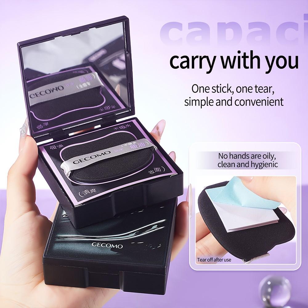 Portable Oil Blotting Sheets with Puff No Dirty Hands Long Lasting