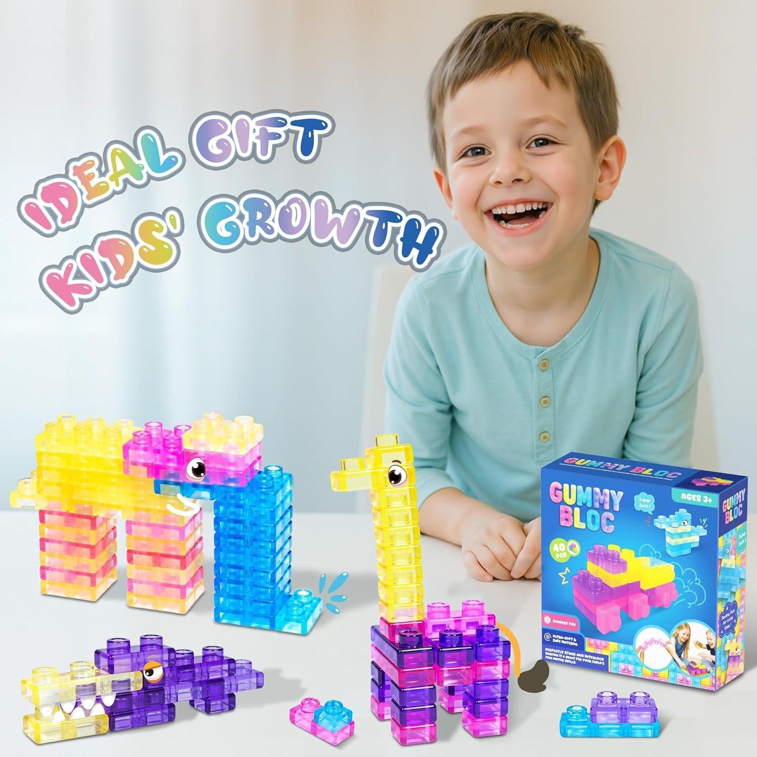 40pcs Squishy Jelly Building Blocks, Soft Stress Relief Toy, Kids' Construction Set, Fun Educational Playset, Durable & Safe Design